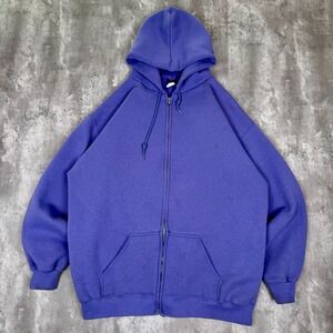 Vintage Honors Full Zip Hoodie Mens XL Purple Blank Sweatshirt Jacket Distressed